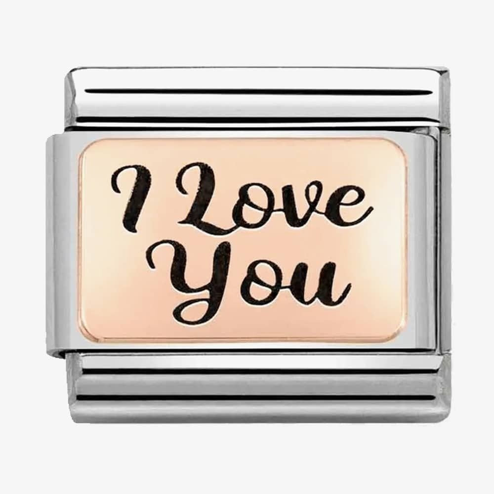 ROSE GOLD PLATE WITH BLACK WRITING I LOVE YOU