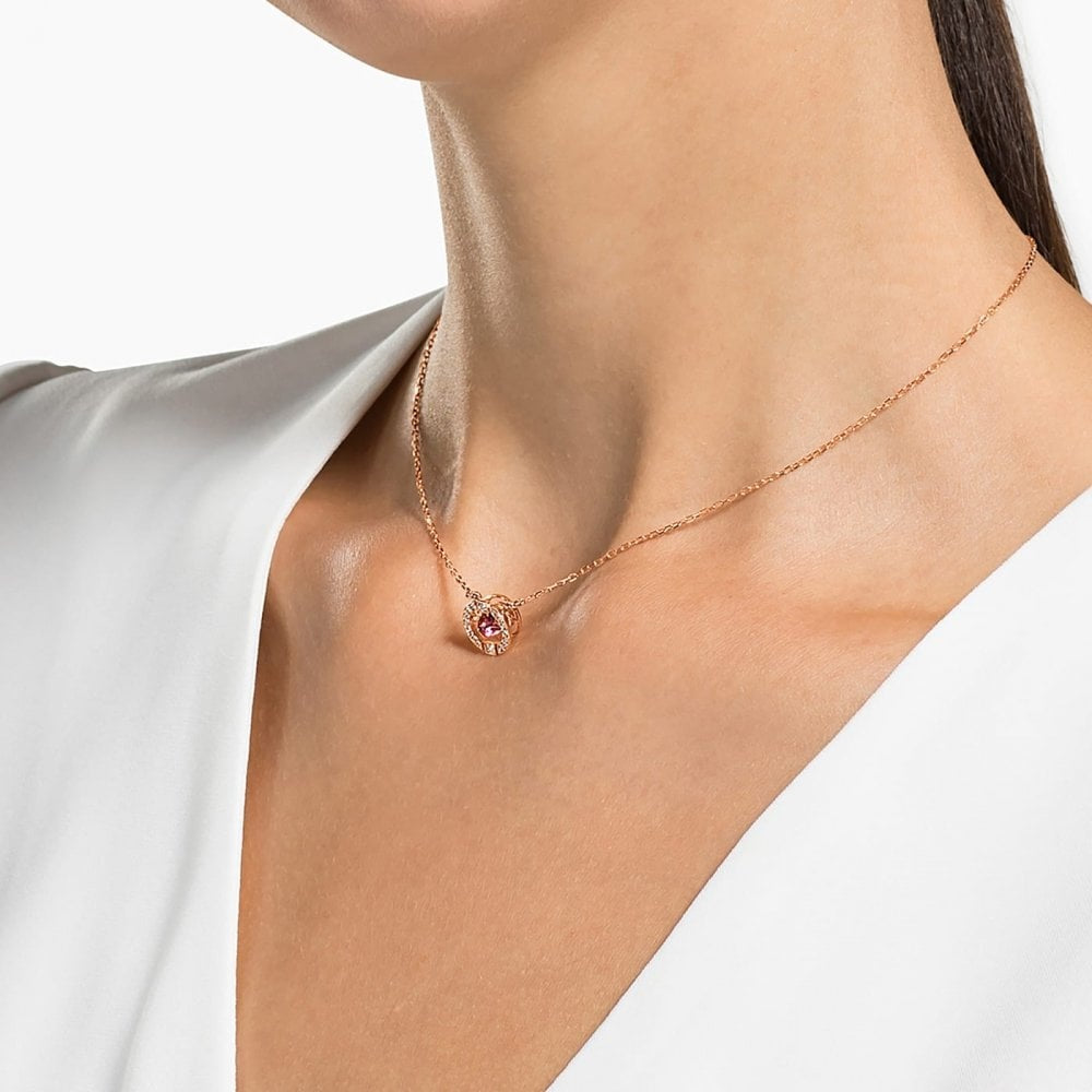 ROSE GOLD SPARKLING DANCE PENDANT WITH RED SWAROVSKI CRYSTAL