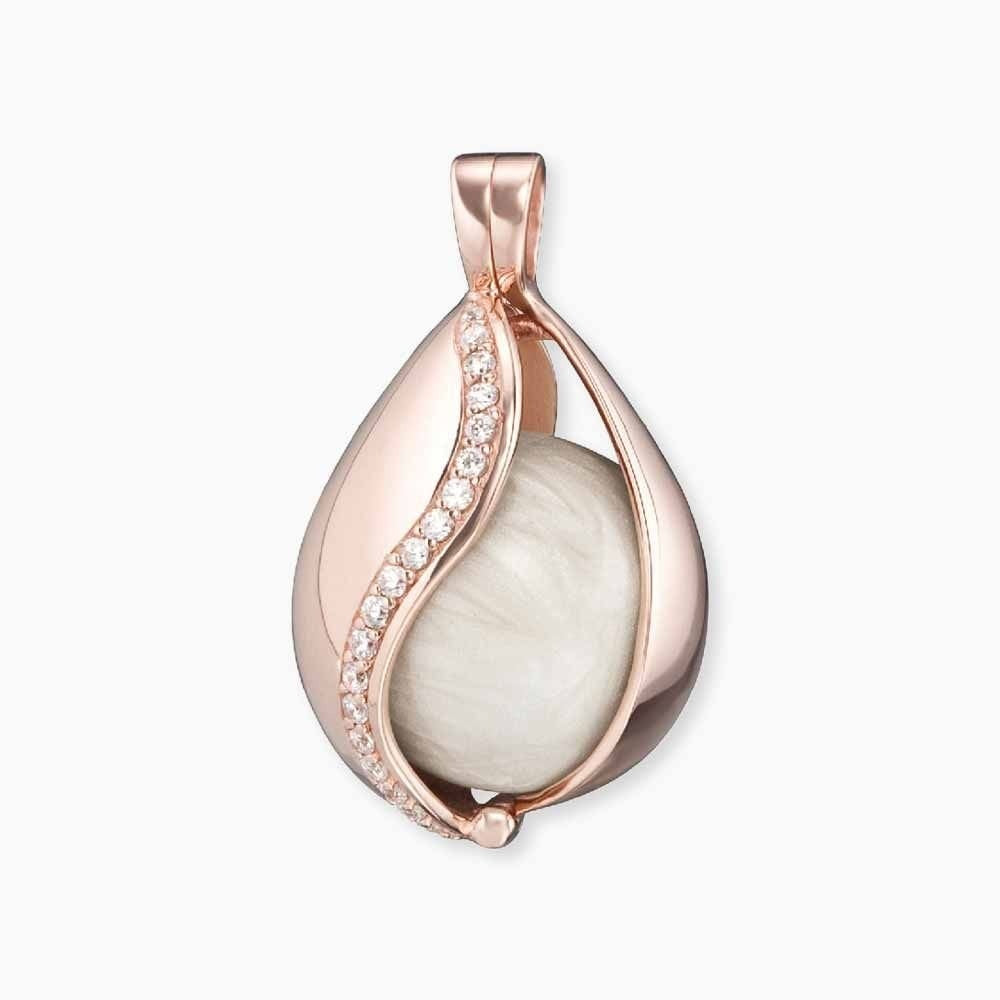 ROSE GOLD STERLING SILVER TEAR OF HEAVEN PENDANT WITH CUBIC ZIRCONIA