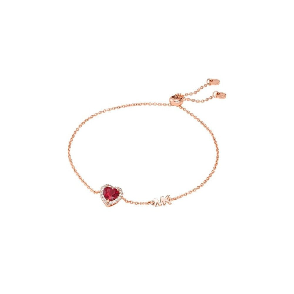 ROSE GOLD TOGGLE BRAC W/ RED HEART