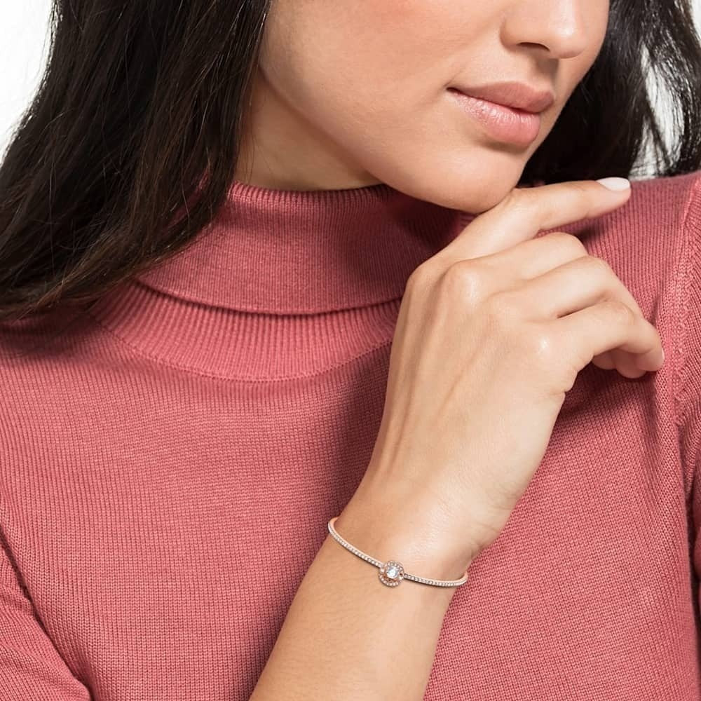 ROSE GOLD TONED SPARKLING DANCE BANGLE WITH SWAROVSKI CRYSTAL