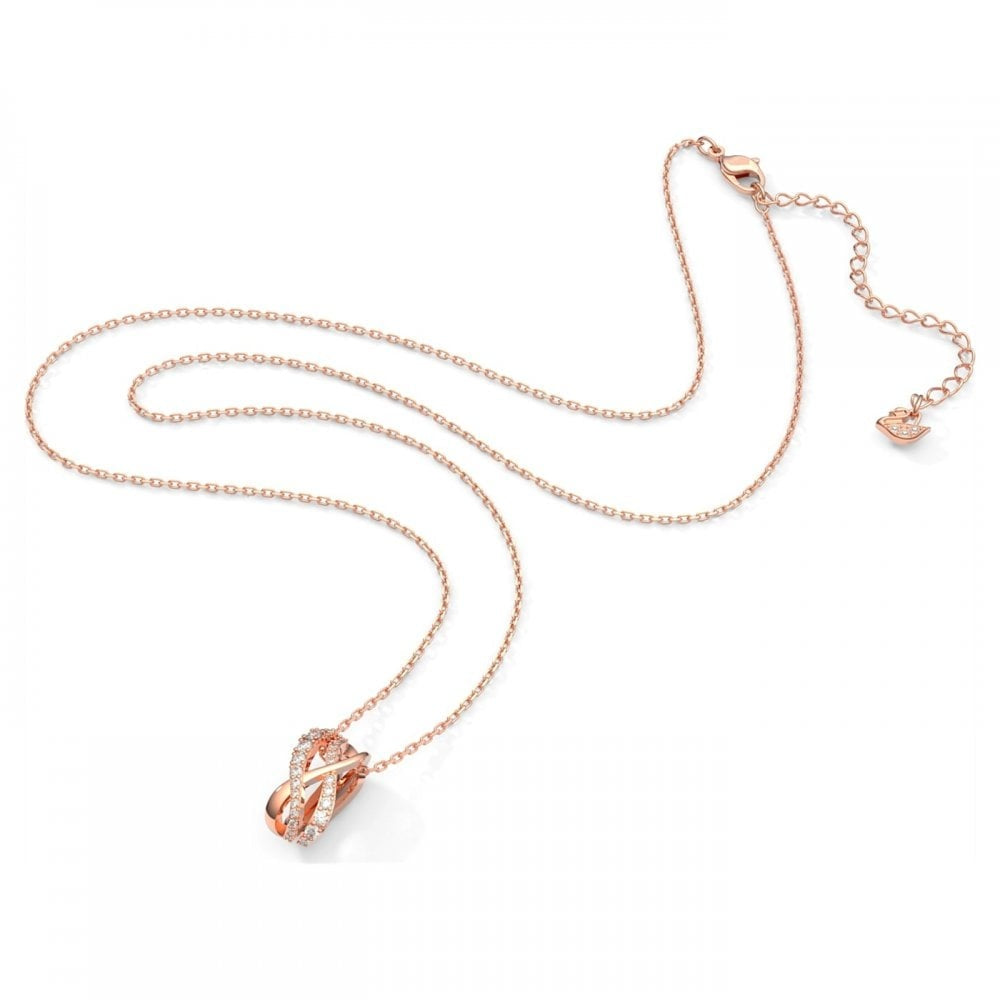 ROSE GOLD TWIST NECKLACE WITH CLEAR SWAROVSKI CRYSTAL