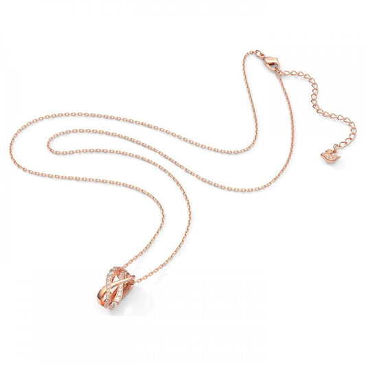 ROSE GOLD TWIST NECKLACE WITH CLEAR SWAROVSKI CRYSTAL