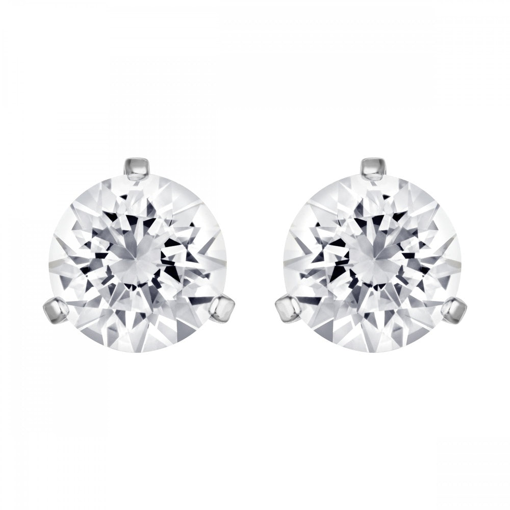ROUND SWAROVSKI CRYSTAL STUD EARRINGS, WHITE, RHODIUM PLATED