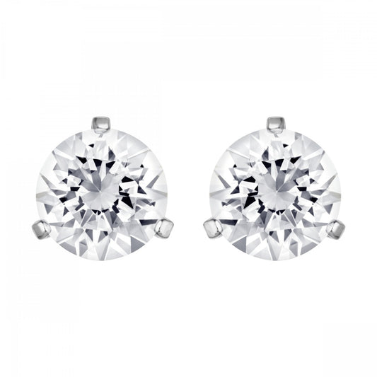 ROUND SWAROVSKI CRYSTAL STUD EARRINGS, WHITE, RHODIUM PLATED