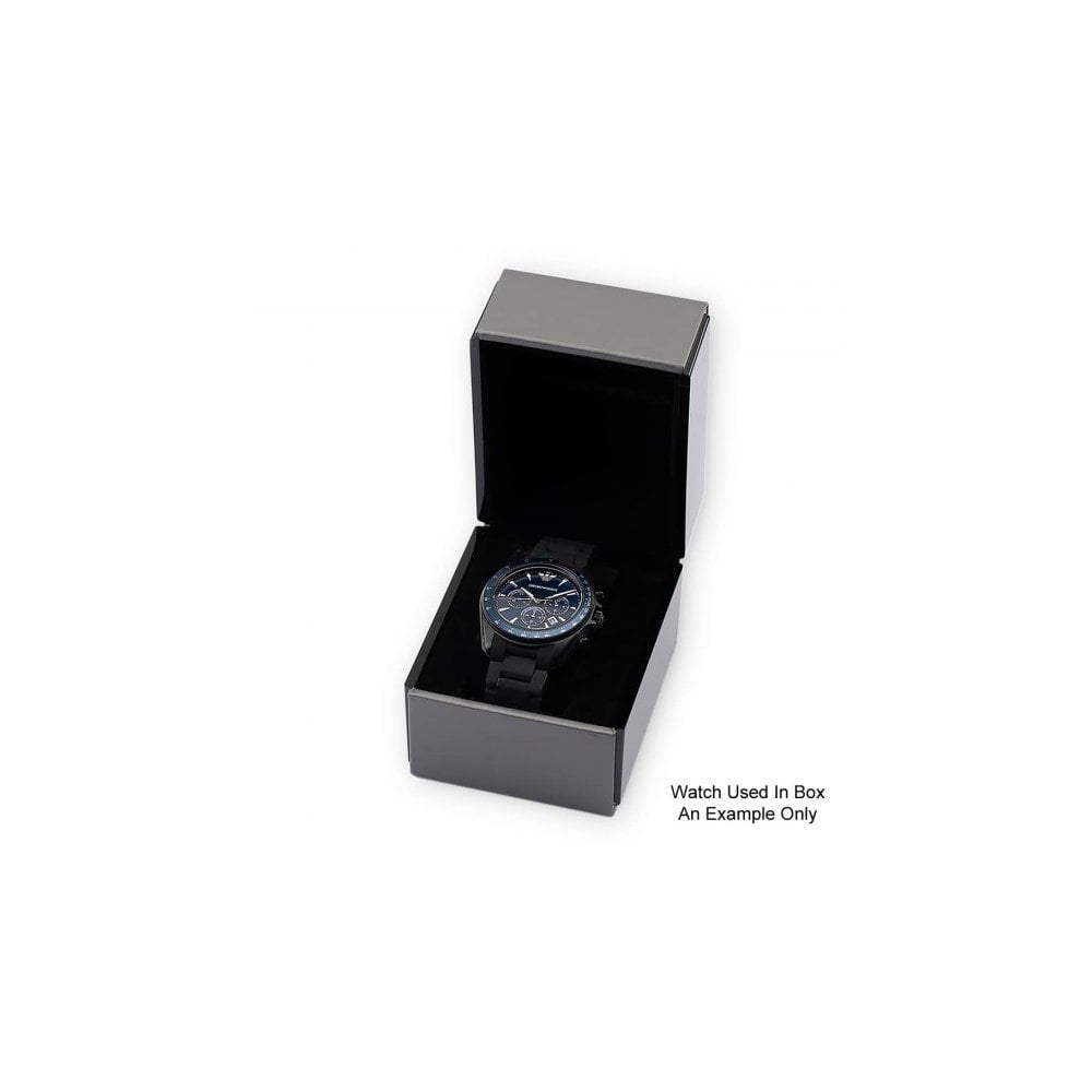 RUGGERO STAINLESS STEEL GENTS WATCH WITH BLACK LEATHER STRAP & BLACK DIAL