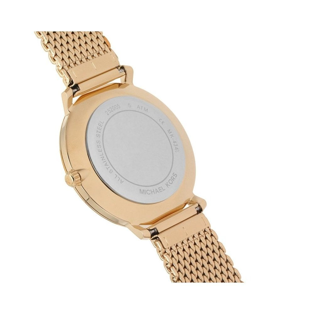 RUNWAY ROSE GOLD STAINLESS STEEL LADIES MESH BRACELET WATCH WITH ROSE COLOURED DIAL