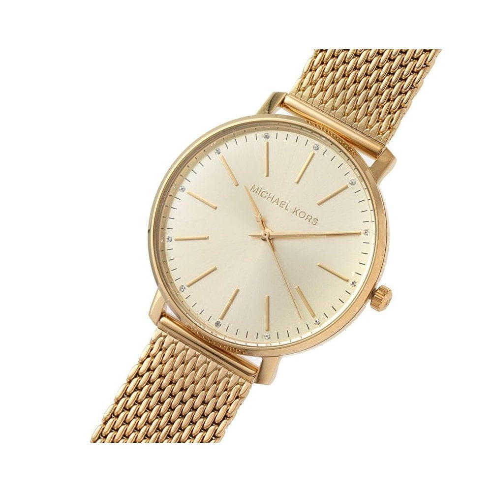 RUNWAY ROSE GOLD STAINLESS STEEL LADIES MESH BRACELET WATCH WITH ROSE COLOURED DIAL