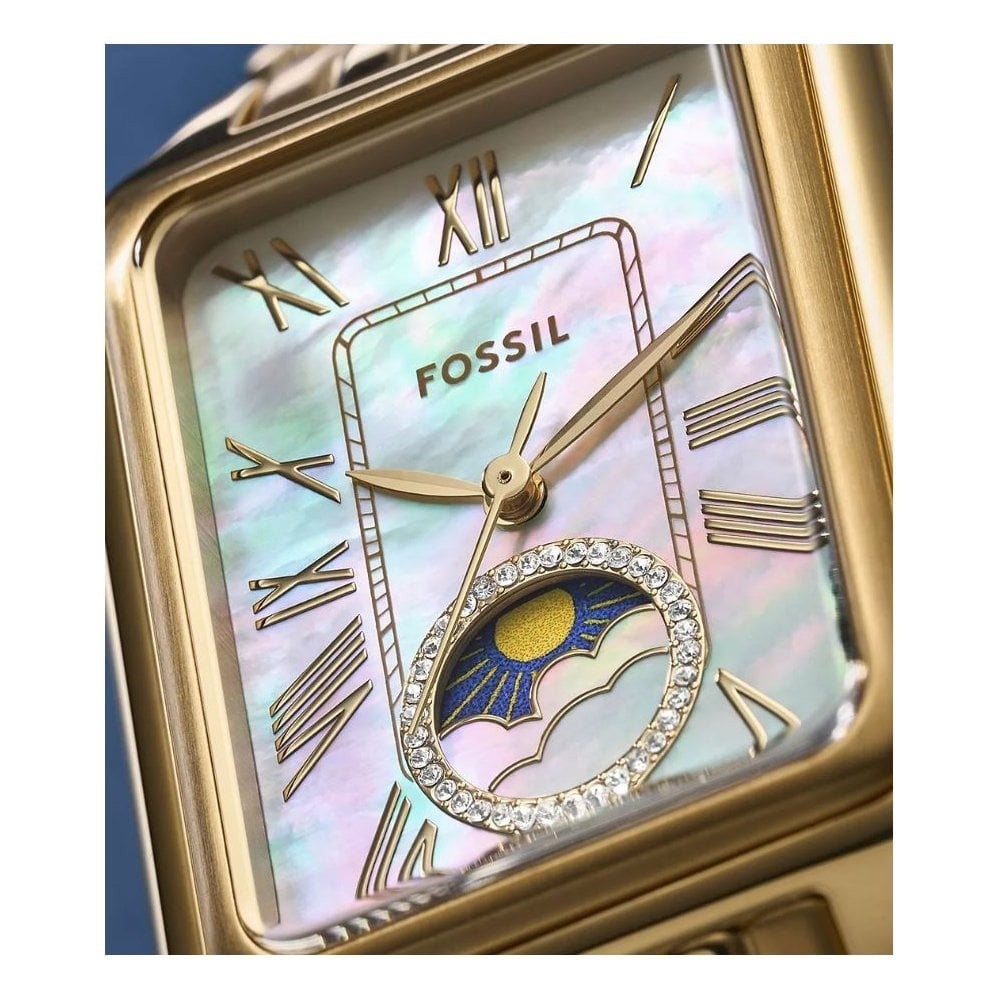 Raquel Sun Moon Multifunction, Mother of Pearl Dial, Gold-Toned Ladies Stainless Steel Watch