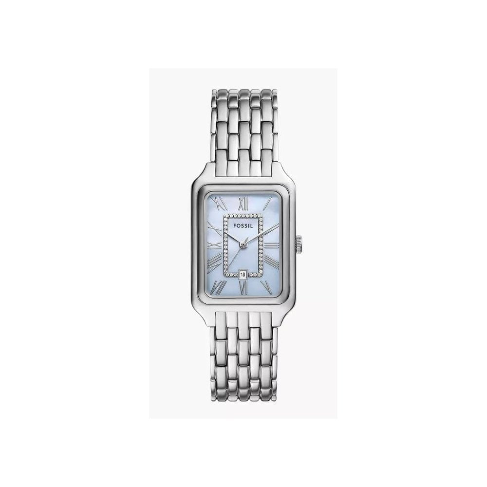 Raquel Three-Hand, Date, Blue Mother of Pearl Dial, Ladies Stainless Steel Watch