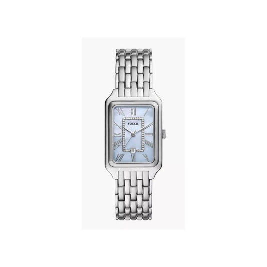 Raquel Three-Hand, Date, Blue Mother of Pearl Dial, Ladies Stainless Steel Watch