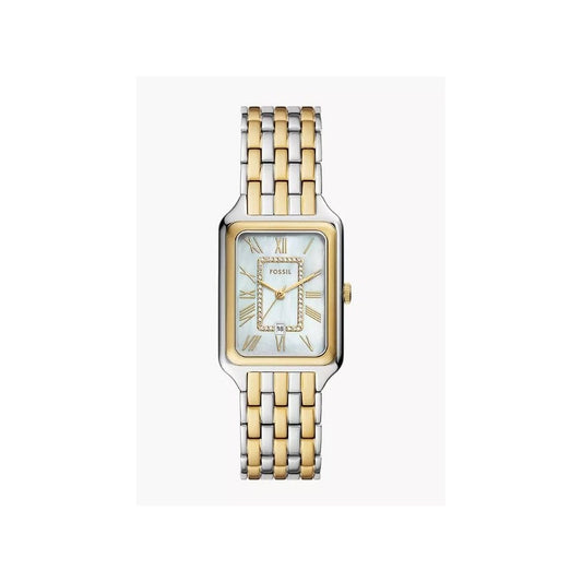 Raquel Three-Hand, Date, Two-Tone, Mother of Pearl Dial, Ladies Stainless Steel Watch