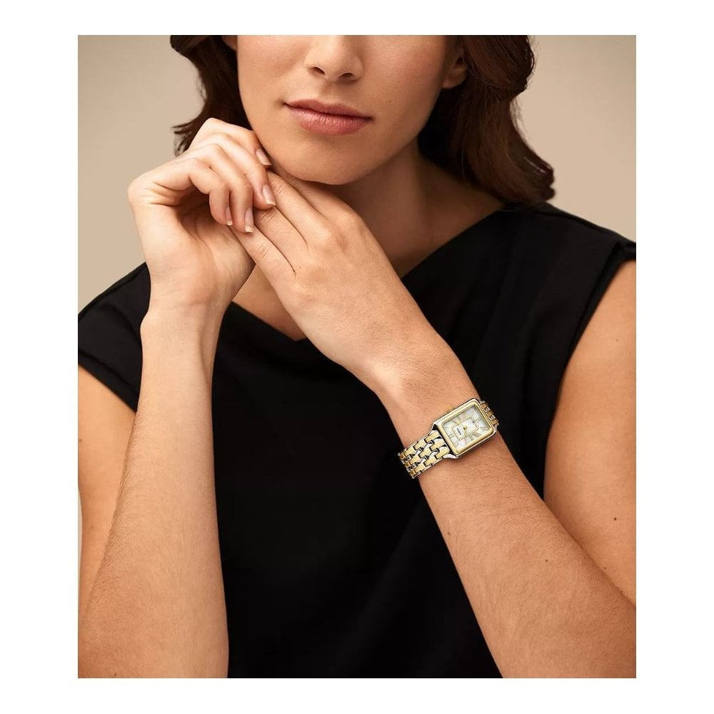 Raquel Three-Hand, Date, Two-Tone, Mother of Pearl Dial, Ladies Stainless Steel Watch