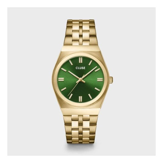 Retro 70's, Forest Green Dial, Ladies Gold Stainless Steel Watch