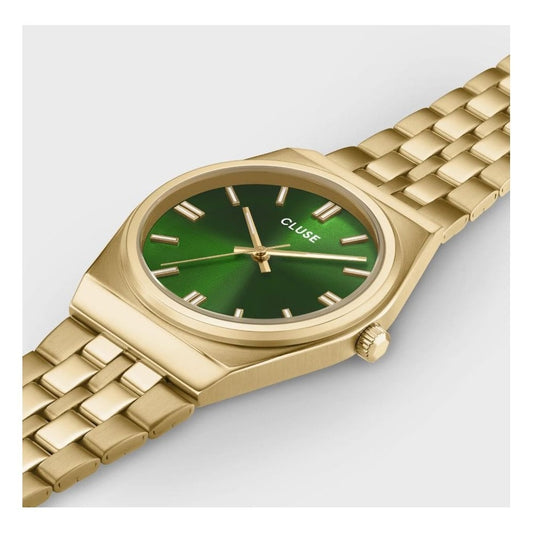 Retro 70's, Forest Green Dial, Ladies Gold Stainless Steel Watch