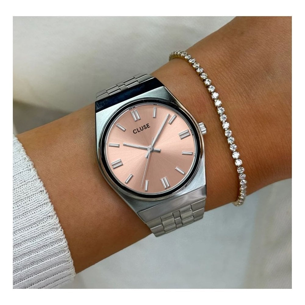 Retro 70's, Light Pink Dial, Ladies Stainless Steel Watch