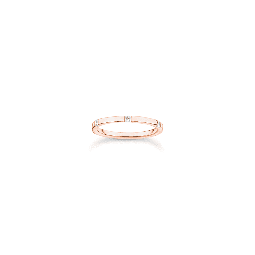 Rose Gold On Silver Ring with White Stones