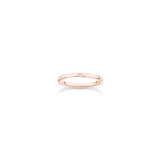 Rose Gold On Silver Ring with White Stones