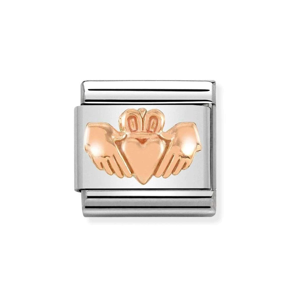 Rose Gold On Stainless Steel Claddagh Charm
