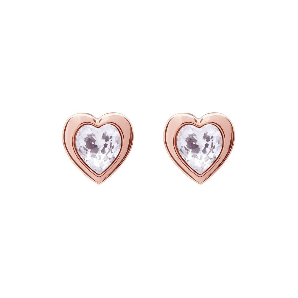 Rose Gold Plated Crystal Heart Stud Earrings