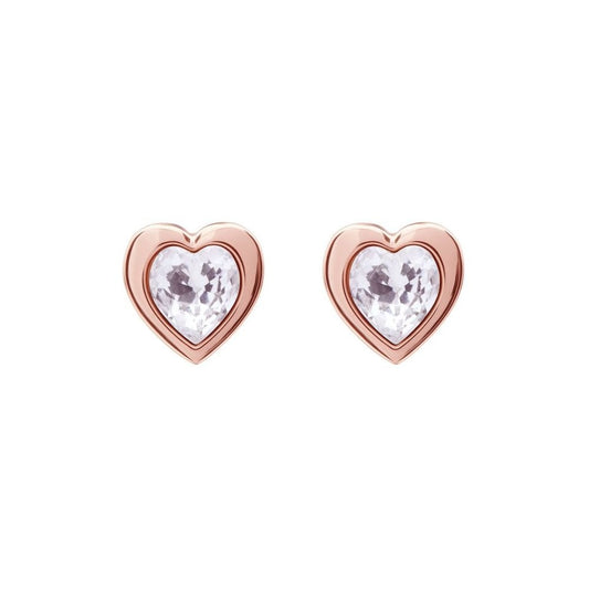 Rose Gold Plated Crystal Heart Stud Earrings