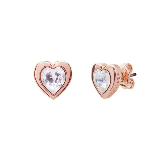 Rose Gold Plated Crystal Heart Stud Earrings