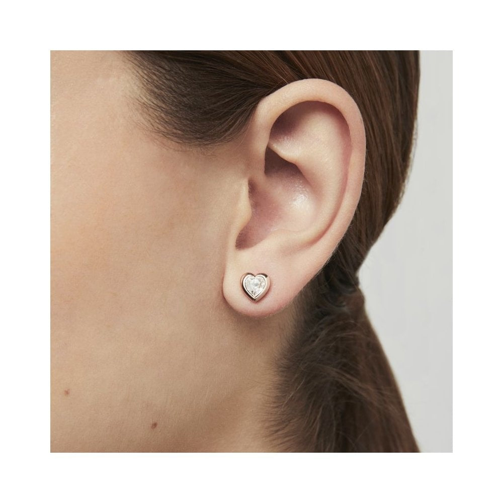 Rose Gold Plated Crystal Heart Stud Earrings