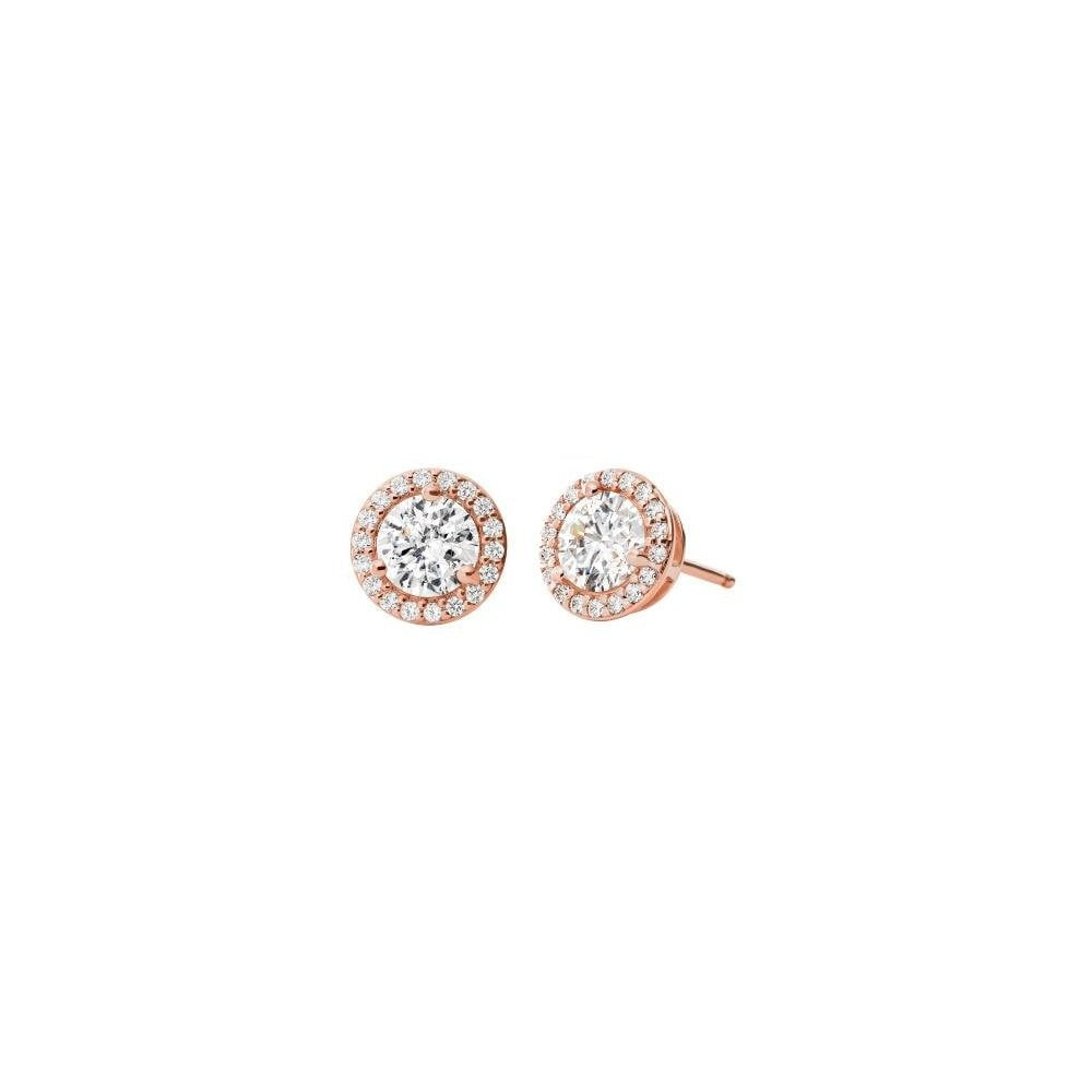 Rose Gold Sterling Silver round zirconia stud earrings