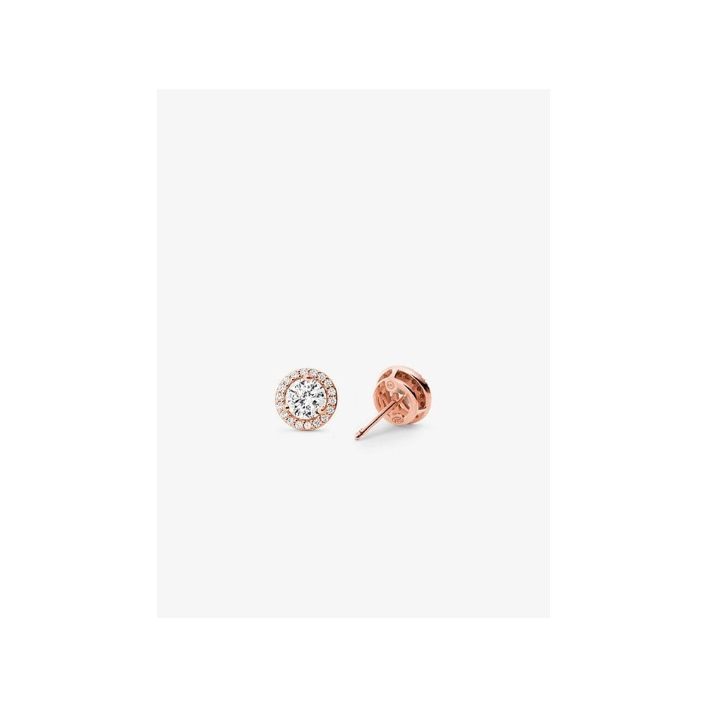 Rose Gold Sterling Silver round zirconia stud earrings