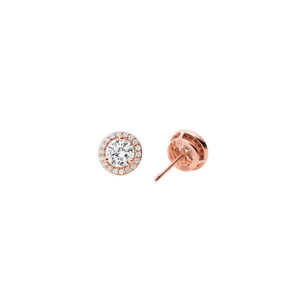 Rose Gold Sterling Silver round zirconia stud earrings