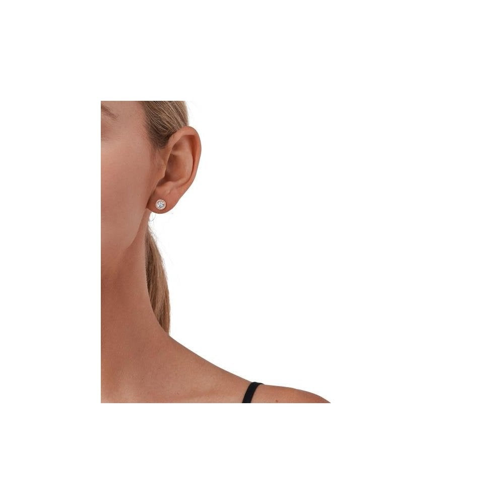 Rose Gold Sterling Silver round zirconia stud earrings