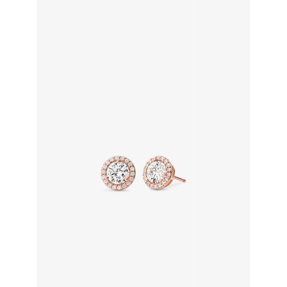 Rose Gold Sterling Silver round zirconia stud earrings