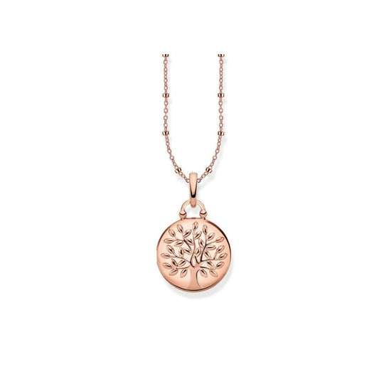 Rose on Silver Locket Tree of Love Pink Round