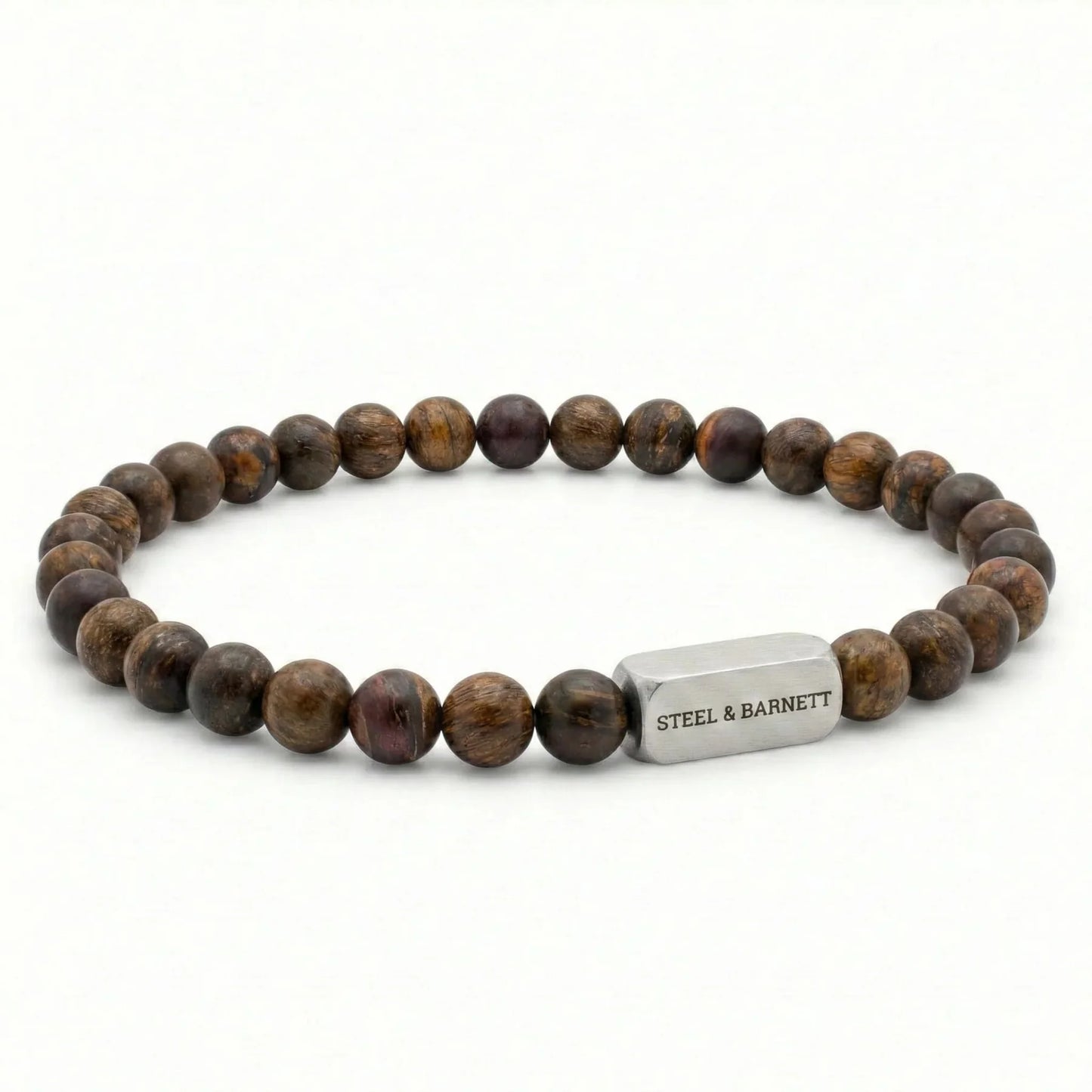 STEEL AND BARNETT NATURAL NED MATTE BRONZITE ROUND GEMSTONE BRACELET