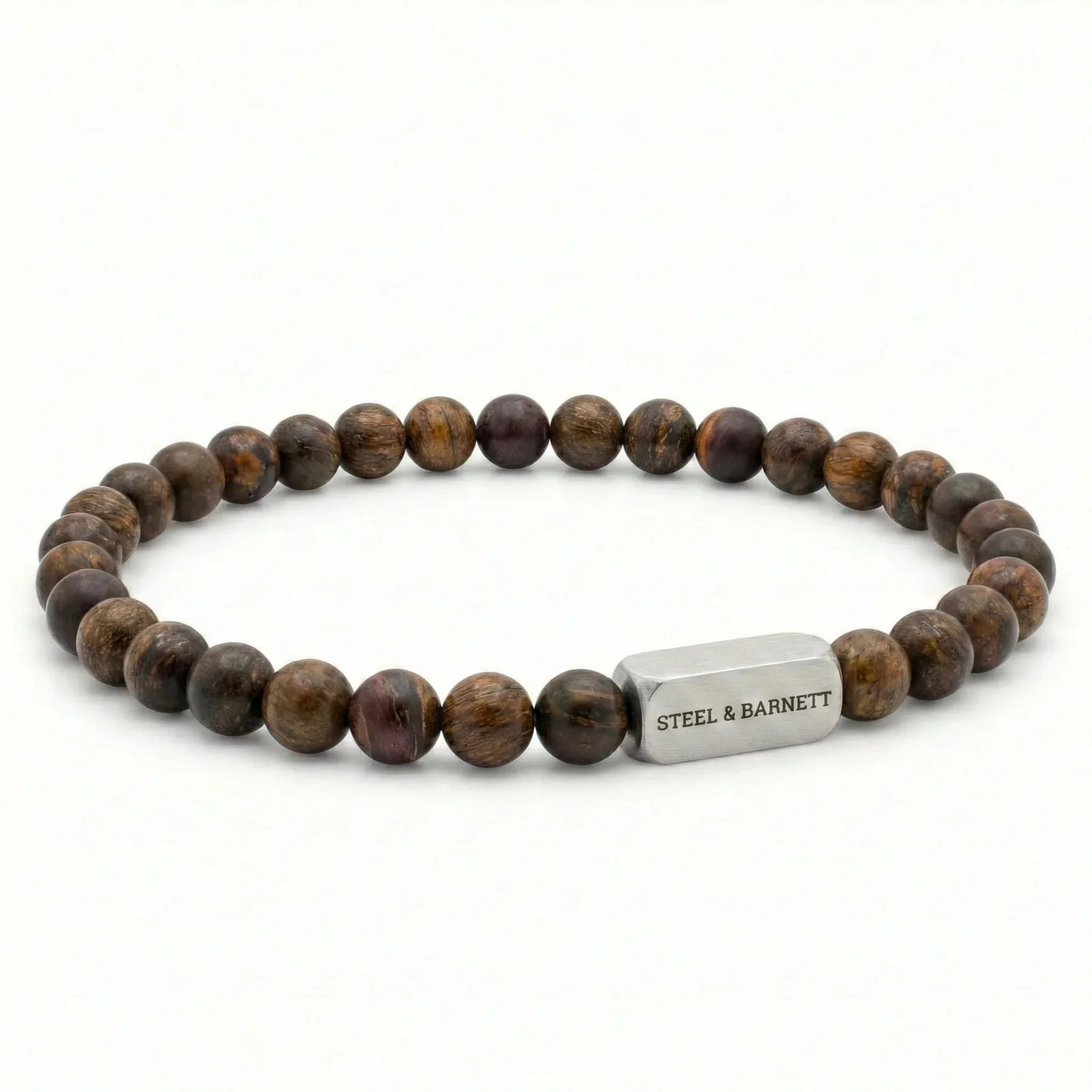 STEEL AND BARNETT NATURAL NED MATTE BRONZITE ROUND GEMSTONE BRACELET