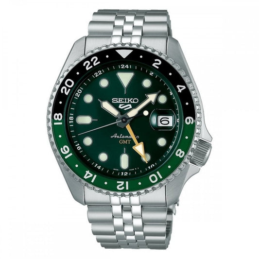 SEIKO 5 SPORTS SKX GMT BLACK & GREEN BEZEL, GREEN DIAL GENTS AUTOMATIC WATCH