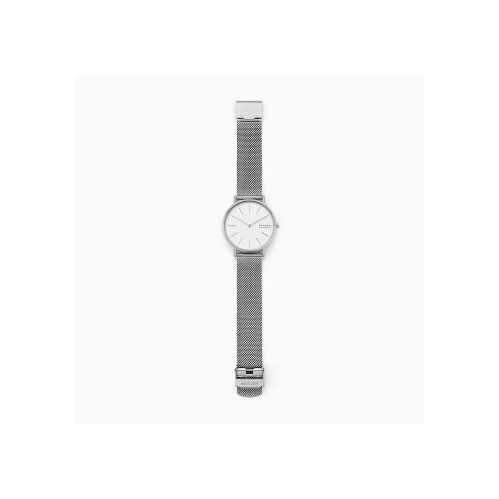 SIGNATUR STAINLESS STEEL MESH BRACELET WATCH WITH WHITE DIAL