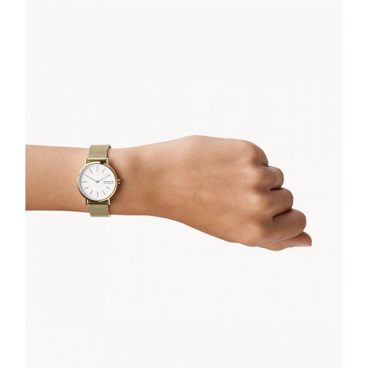 SIGNATURE SLIM GOLD-TONE STAINLESS STEEL MESH BRACELET WATCH