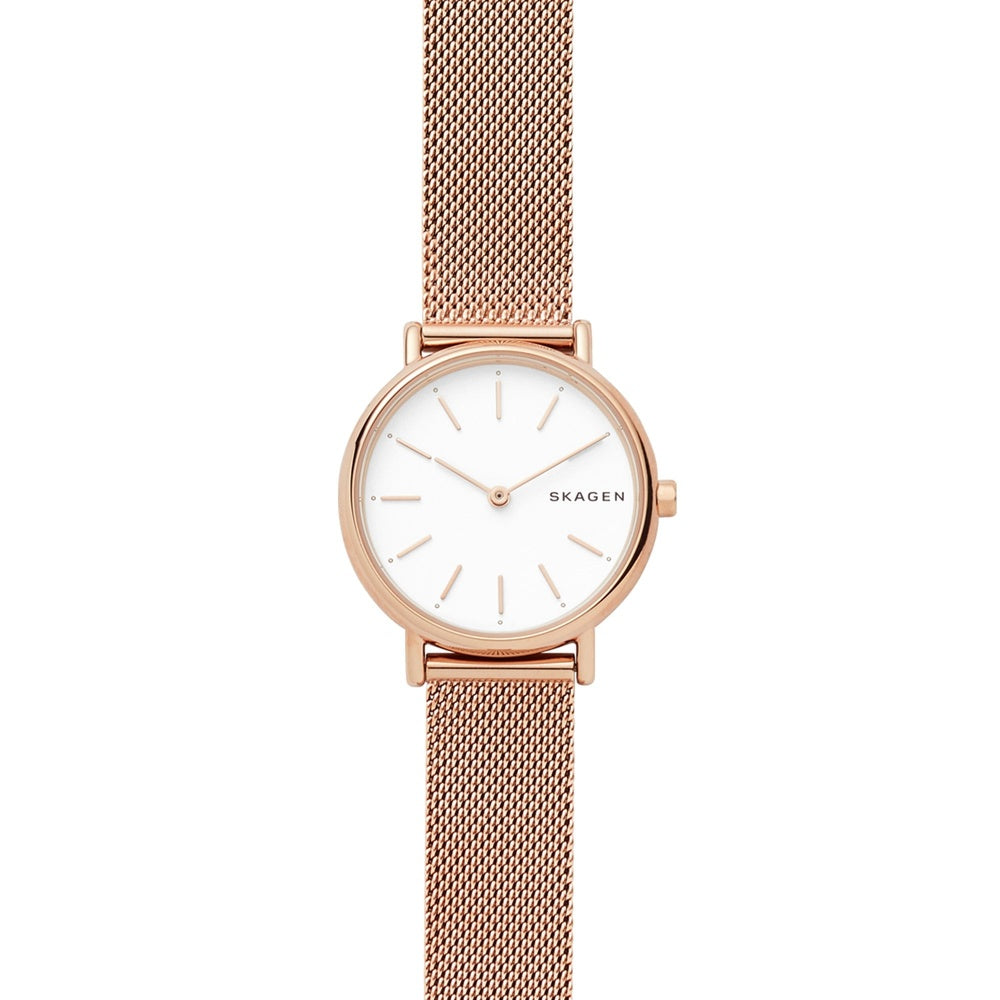 SIGNATURE SLIM ROSE GOLD-TONE STAINLESS STEEL MESH BRACELET WATCH