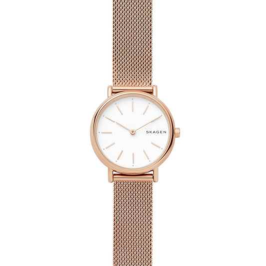 SIGNATURE SLIM ROSE GOLD-TONE STAINLESS STEEL MESH BRACELET WATCH