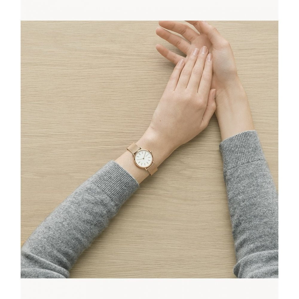SIGNATURE SLIM ROSE GOLD-TONE STAINLESS STEEL MESH BRACELET WATCH