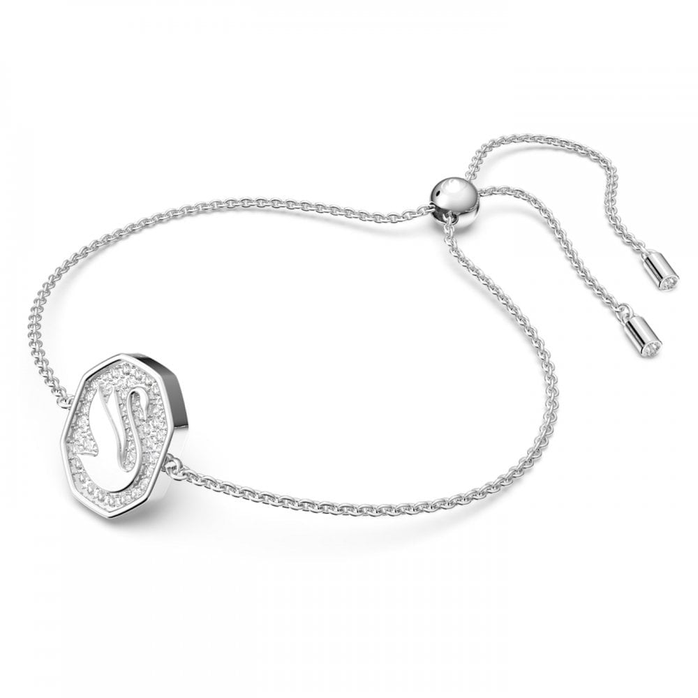 SIGNUM SILVER COLOUR SWAN DISC ADJUSTABLE BRACELET