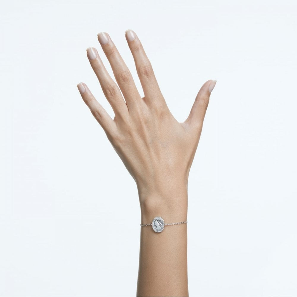 SIGNUM SILVER COLOUR SWAN DISC ADJUSTABLE BRACELET