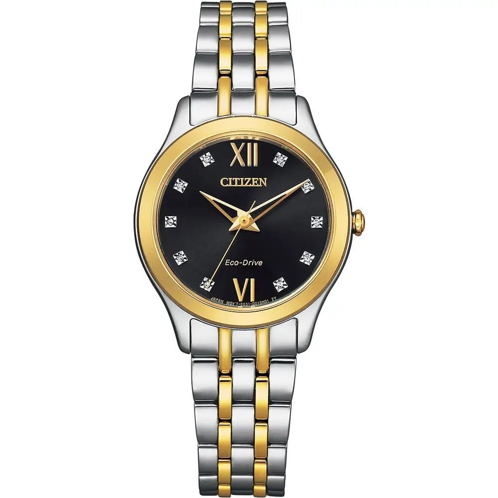 SILHOUETTE DIAMOND, TWO TONE, ECO DRIVE, LADIES WATCH