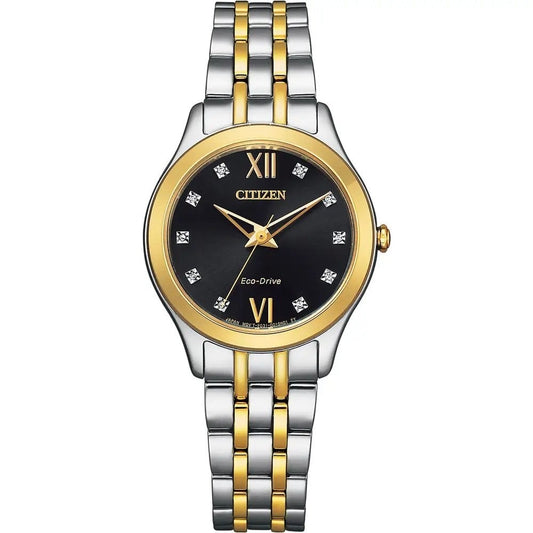 SILHOUETTE DIAMOND, TWO TONE, ECO DRIVE, LADIES WATCH