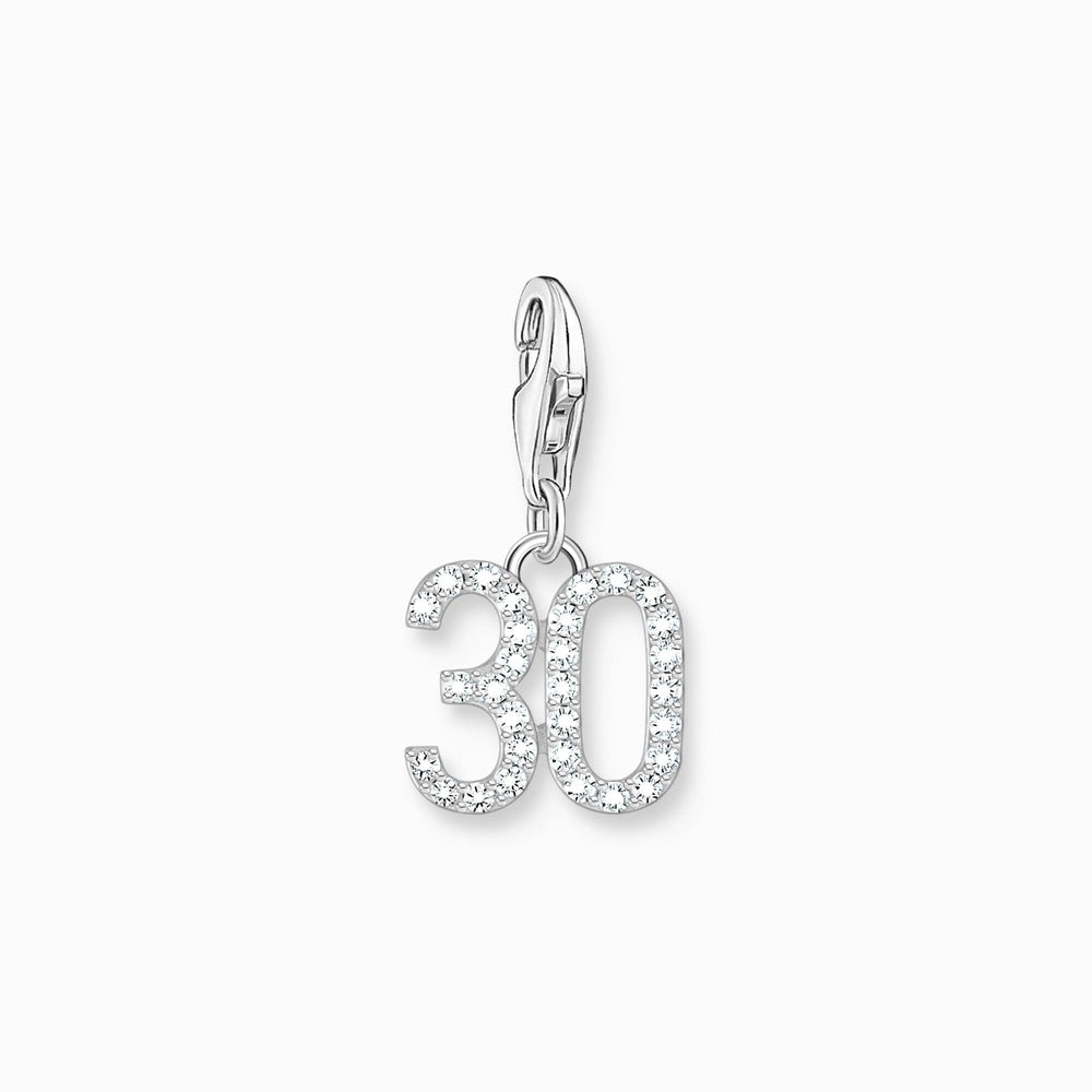 SILVER CHARM NUMBER 30 WITH ZIRCONIA