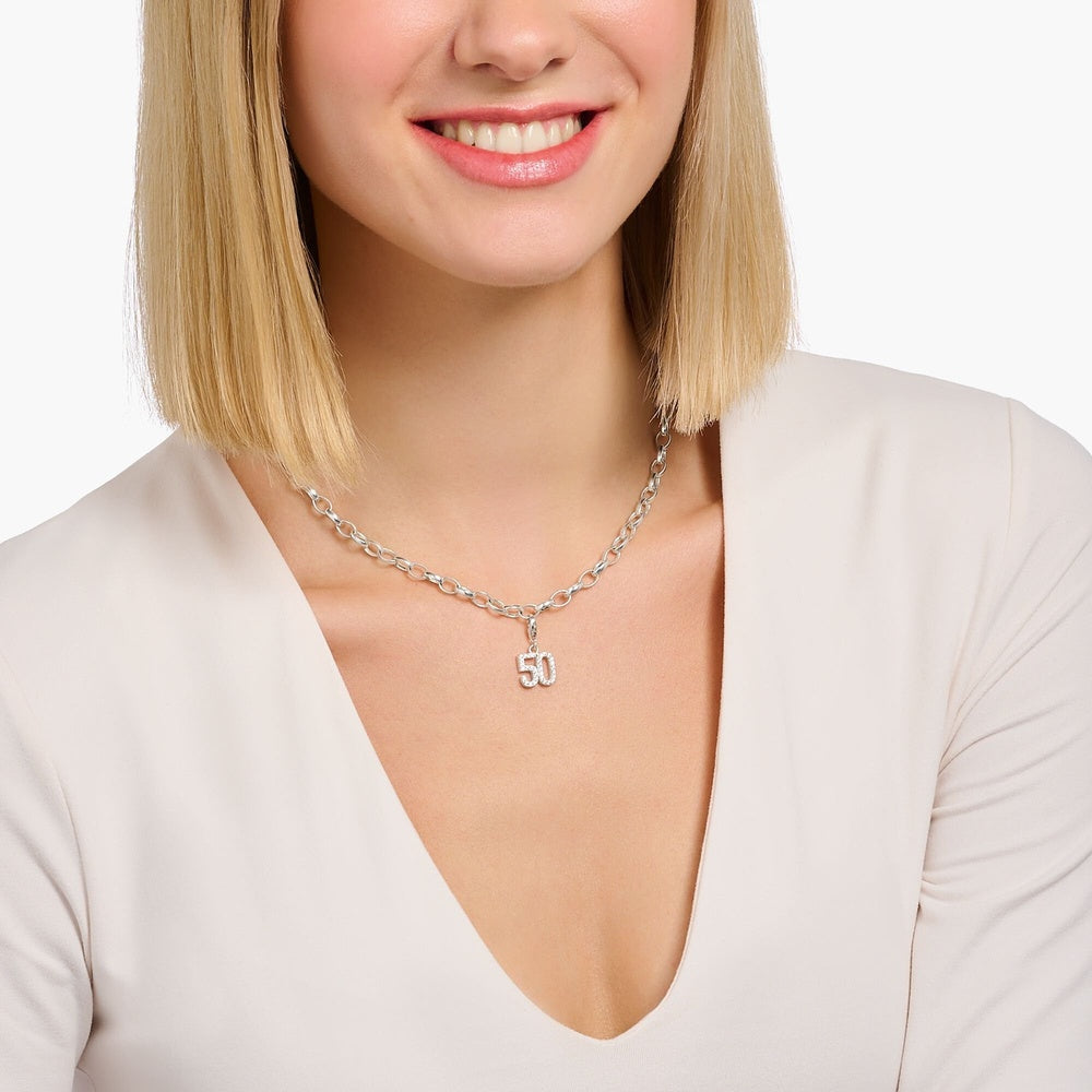 SILVER CHARM NUMBER 30 WITH ZIRCONIA