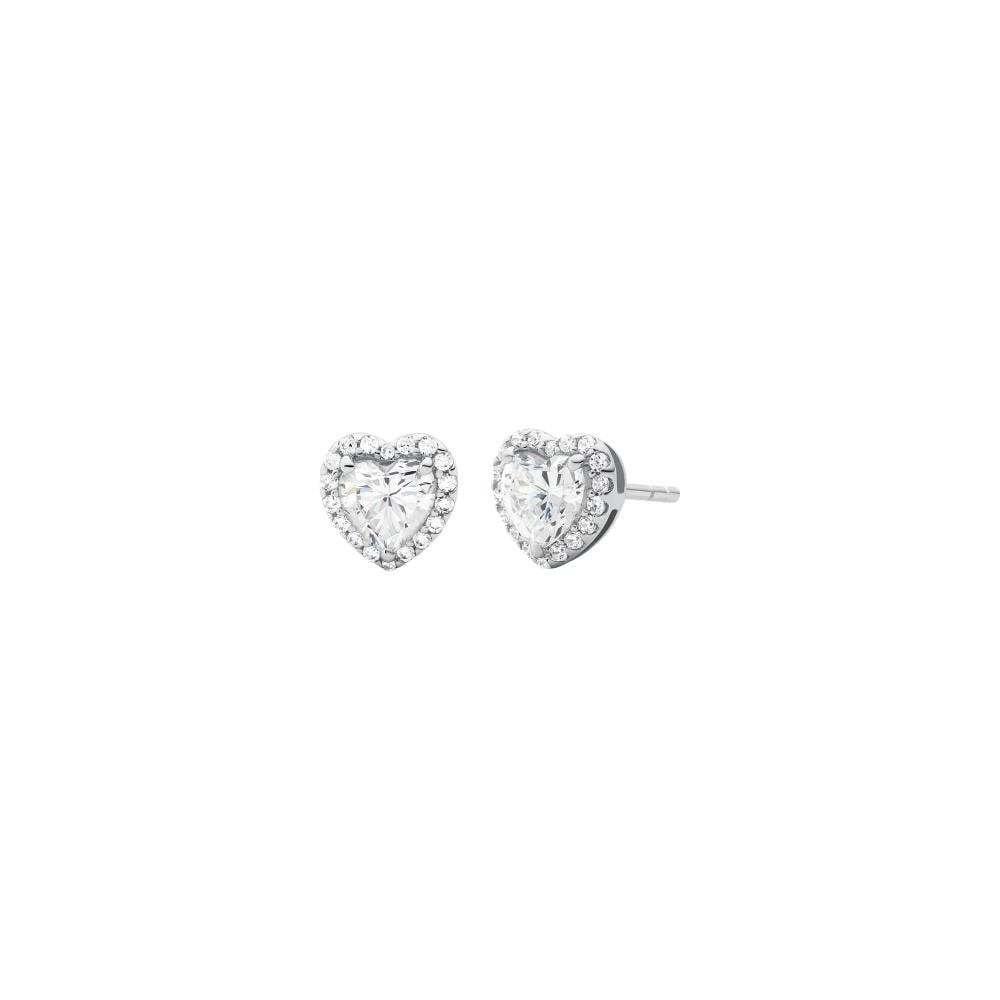 SILVER CLUSTER HEART STUD EARRINGS