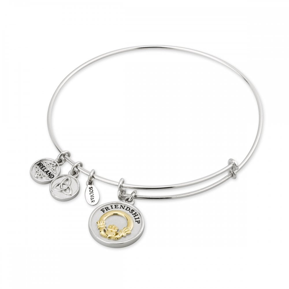SILVER & GP CLADDAGH EXPANDING BANGLE