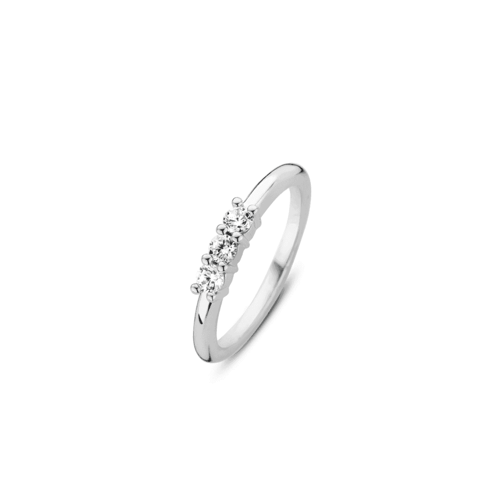 SILVER MILANO 3 STONE CUBIC ZIRCONIA RING